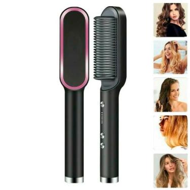 Imagem de Escova 3 em 1 Chapinha Com Pente Modela Cabelo 110/220v Bivolt - BELLA