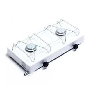 Imagem de Fogão Portátil 2 Bocas Branco Gás Acampamento Área Externa - Lynx