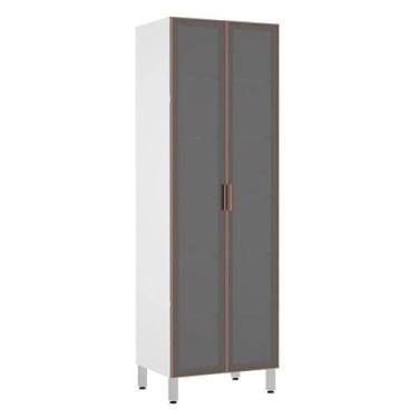 Imagem de Paneleiro Torre 70cm 2 Portas Branco com Vidro Reflecta Pérola Luciane