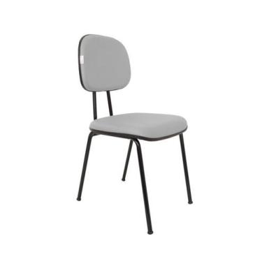 Imagem de Cadeira Fixa Secretaria Bolt - Maiart, Couro Sintetico Corano, Cinza c