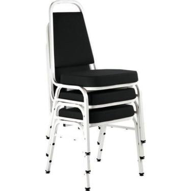 Imagem de Kit com 3 Cadeiras Empilháveis Linha Hotel Plus Preto - Design Office 