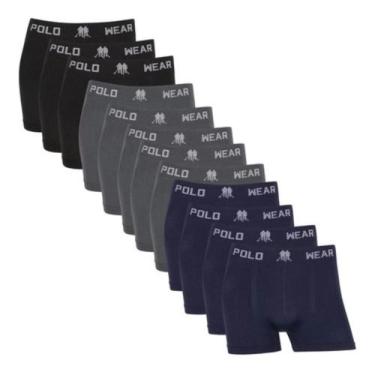 Imagem de Kit 12 Cueca Boxer Masculino Polo Wear Microfibra Sem Costura, Sortido