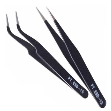 Imagem de Par De Pinça Para Alongamento Extensão De Cilios Fio A Fio - Alex Impo