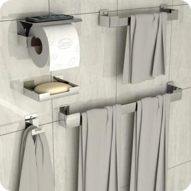 Imagem de Kit Acessórios Para Banheiro Inox 5 Peças ELG - MetalCromo