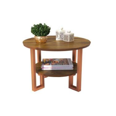 Imagem de Mesa de Centro Redonda Lótus com Pés de Ferro - Freijó - Nosso Sonho D