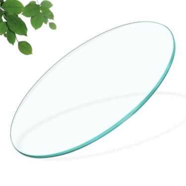 Imagem de LNKHMK Tampo de mesa redondo de vidro de 61 cm, protetor de vidro temperado com borda de lápis temperado de 8 mm de espessura, adequado para mesa de jantar, mesa de centro, mesa de escritório, mesa