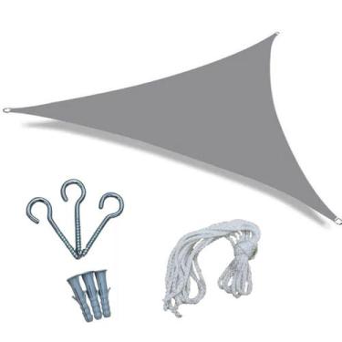 Imagem de Tela Toldo Sombreamento Cinza Triangular 5x5 + Kit Instalação - Têxtil