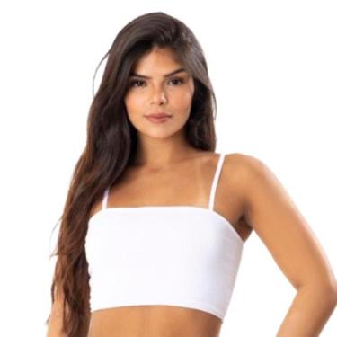 Imagem de Top De Academia Feminino Cropped Fitness Sem Bojo Faixa Alcinha Casual