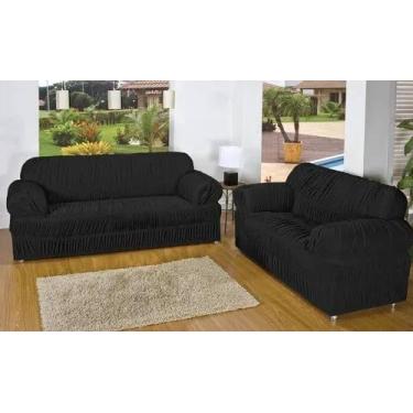 Imagem de Capa Protetor Sofá 2 E 3 Lugares 21 Elástico Malha Gel Preto - Enxovai