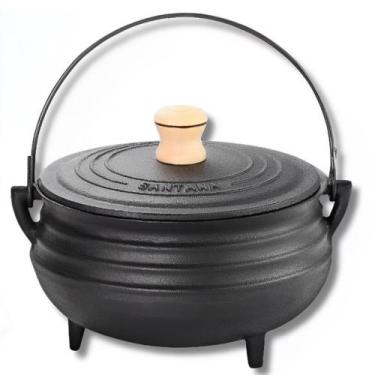 Imagem de Panela Tripé Caldeirão Grande Nº 7 Ferro Fundido C/ Tampa Santana 5lts
