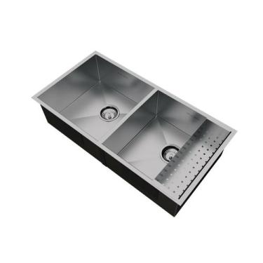 Imagem de Cuba CI Dupla Inox 800 x 400 com Escorredor Inox - Calha Úmida