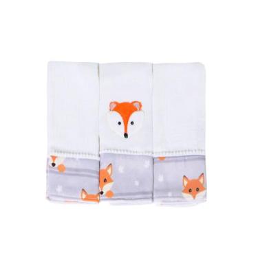 Imagem de Fralda de Boca Bordada Estampada Para Bebês Menina Menino 03 Peças - M