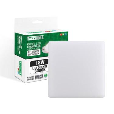 Imagem de Painel de Led Taschibra Frameless Quadrado Sobrepor 18W Bivolt, 3000K 