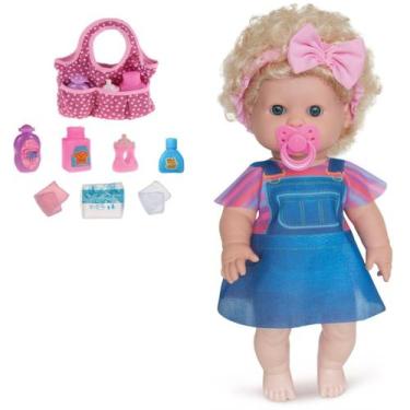 Imagem de Boneca Bebê Danadinha Cabelo Crespo Loira + Bolsinha Passeio - Milk Br