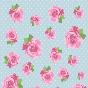 Imagem de Papel De Parede Adesivo Fosco Vinil Floral Fundo Poá Tom Azul - Decora