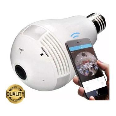 Imagem de Câmera Lâmpada Led Wifi IP HD 1.3mp Panoramica Fisheye 360º Espiã Com 