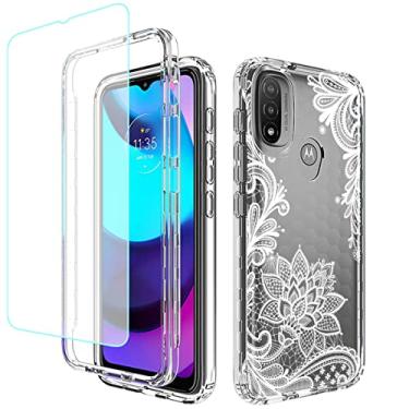 Imagem de Tothedu Capa de telefone para Moto E20/Moto E30/Moto E40, XT2155 capa com protetor de tela de vidro temperado, linda capa protetora de corpo inteiro com padrão mandala transparente para Motorola Moto