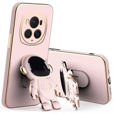 Imagem de Anlalish Compatível com Honor Magic 6 Pro, capa fofa de silicone com suporte de astronauta, capa de telefone para Honor Magic 6 Pro, capa fina à prova de choque (rosa)