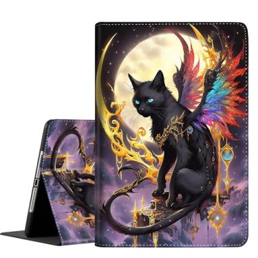 Imagem de Capa para Samsung Galaxy Tab A7 Lite 22.1 cm, [SM-T220/T225/T227], capa fina e dobrável com função despertar/hibernar automática para Samsung Galaxy A7 Lite 2021, Eclipse Lunar de Gato Preto