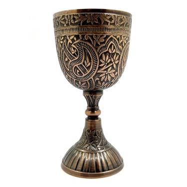 Imagem de Morcomart Luxuoso cálice de vinho cálice Arthur King taça de latão para beber comunhão, decoração medieval cálice de cerveja 240 ml