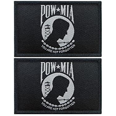 Imagem de JBCD Pacote com 2 emblemas de bandeira US POW MIA You are Not Forgotten Flags Force Army Tactical Patch Pride Flag Patch para roupas, remendo de chapéu, remendos militares