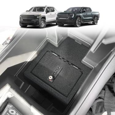 Imagem de BestEvMod Cofre de cofre de console central compatível com Chevrolet Chevy Silverado EV/GMC Sierra EV 2024+ Cofre de coleta, cofre, console de armazenamento, organizador interno de segurança,
