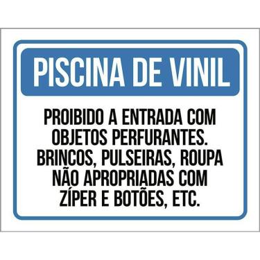 Imagem de Placa Piscina Vinil Proibido Objetos Perfurantes 36X46
