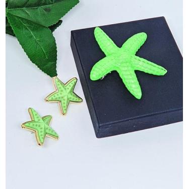 Imagem de Kit Par de Brincos estrela do Mar Resinado colorido + Presilha de Cabe