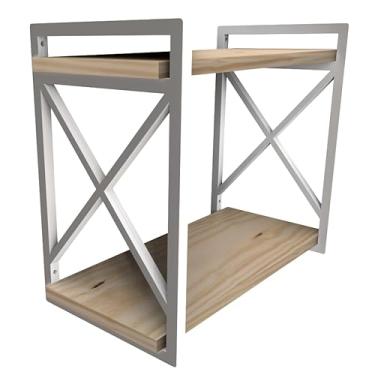 Imagem de Prateleira Estilo Industrial Madeira em Pinus 20x45cm kit completo (BRANCO)