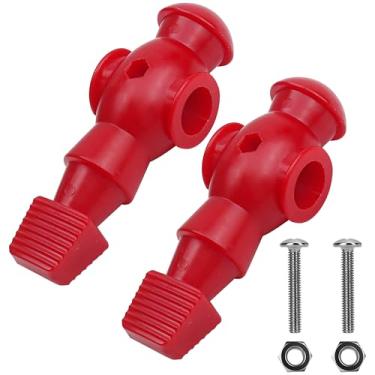Imagem de Conjunto de jogador de futebol masculino, 2 peças de reposição de plástico para mesa de futebol (vermelho, 2 porcas hexagonais incluídas)