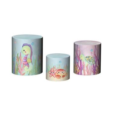 Imagem de Trio De Capa Cilindro - Fundo do Mar Aquarela Menina 001 - Via Cores