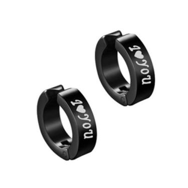 Imagem de Brinco De Pressão De Argola Preto - I  You - PAR - Code