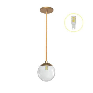 Imagem de Pendente Dourado P/ Bancada Cozinha Cabeceira De Cama + Led - Arevo Il