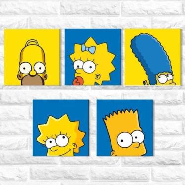 Imagem de Quadro Decorativo Familia Homer Simpsons Kit 5 peças 20X20CM - Car Pre