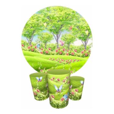 Imagem de Trio Capas Cilindro + Painel Redondo 1,50m Jardim - Fadrix