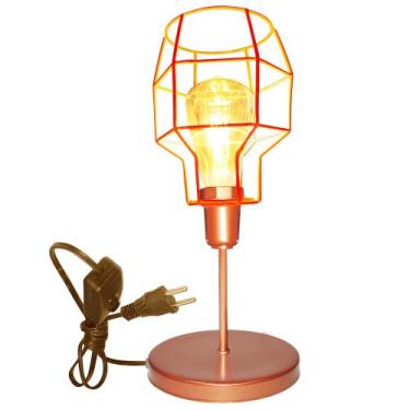 Imagem de Luminária Mesa Abajur Mini Aramado Granada Cobre P/Decorar - Jota Ilum