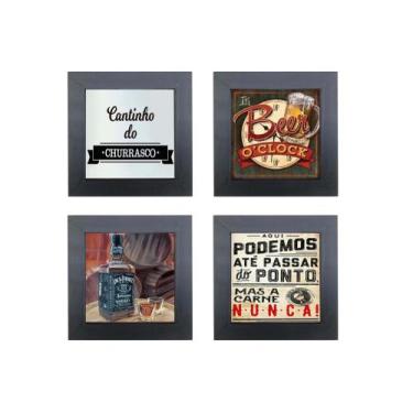 Imagem de Kit 4 Quadros Decorativos Area Gourmet Cantinho do Churrasco Cozinha P