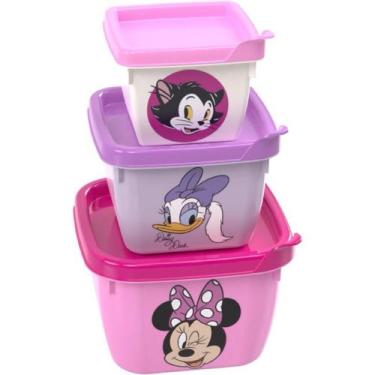 Imagem de Conjunto de Potes de Plástico Conect Minnie Rosa 3 unidades - Plasutil