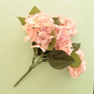 Imagem de Buquê de Flor Artificial Hortênsia Rosa com Folhas - Brilliance