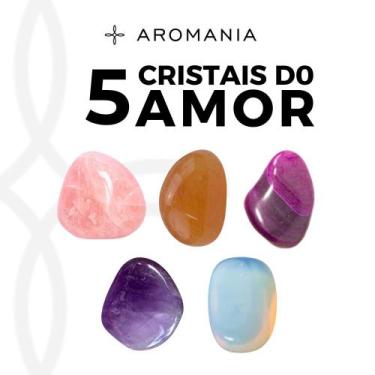Imagem de Kit Cristais Do Amor 05 Unidades - Quartzo Rosa, Ágata de Fogo, Ametis