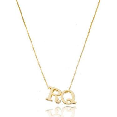 Imagem de Colar Veneziana Com 2 Pingentes de Letra banhado em Ouro 18k - Relikie