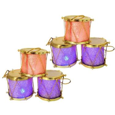 Imagem de Kit Mini Tambor Iluminado LED Color Rosê Gold e Dourado 5cm 6 Unidades