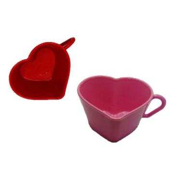 Imagem de Kit com 6 xicaras em forma de coração 100ml rosa ou vermelha - Buteco 