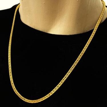 Imagem de Cordão Elo Duplos Corrente Masculina 4mm Banhada Ouro 18k - EEA SEMI J