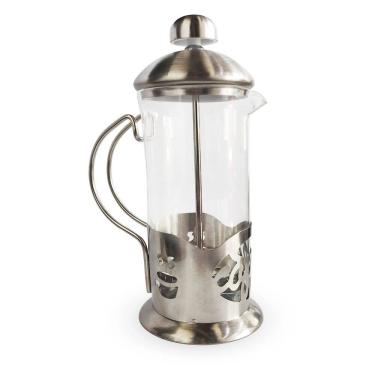 Imagem de Cafeteira Prensa Francesa Cremeira 600ML De Vidro e Aço Inox Para Café Chá Modelo Escrita Coffee