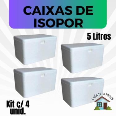 Imagem de 4 Caixas de Isopor EPS 5 litros para Gelo, refrigerante, latas, sorvet
