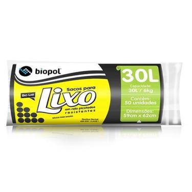 Imagem de Saco De Lixo Preto Resistente 30 Litros Em Rolo Com 50und - Biopol
