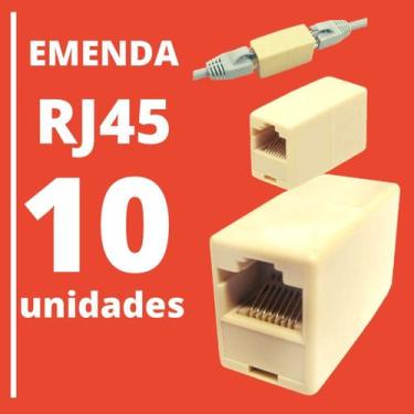 Imagem de Kit 10x Adaptador Emenda Rj45 Cabo Rede Cat5e Conector Fêmea - NoBrand