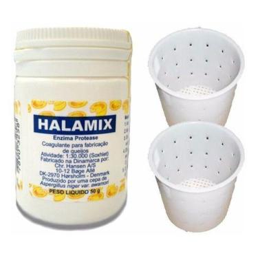 Imagem de Coalho Halamix Pó 50g Fabricação De Queijos + 2 Formas 500g - COMBO
