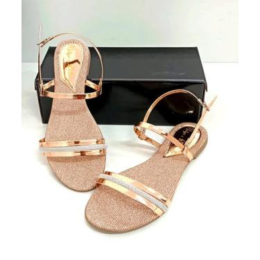 Imagem de  Sandália Rasteirinha Rasteirinha Feminina com Brilho Strass Sandália 